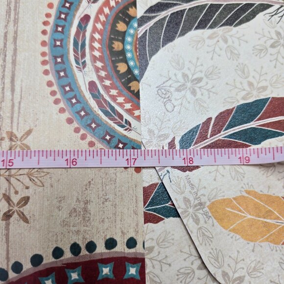 Reversible Barn Rooster Placemats Wipe Clean Set of 4 Fall Feathers Country Farm - Picture 6 of 8